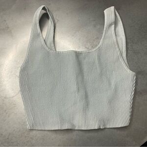 Babaton Light Gray Ribbed Crop Top